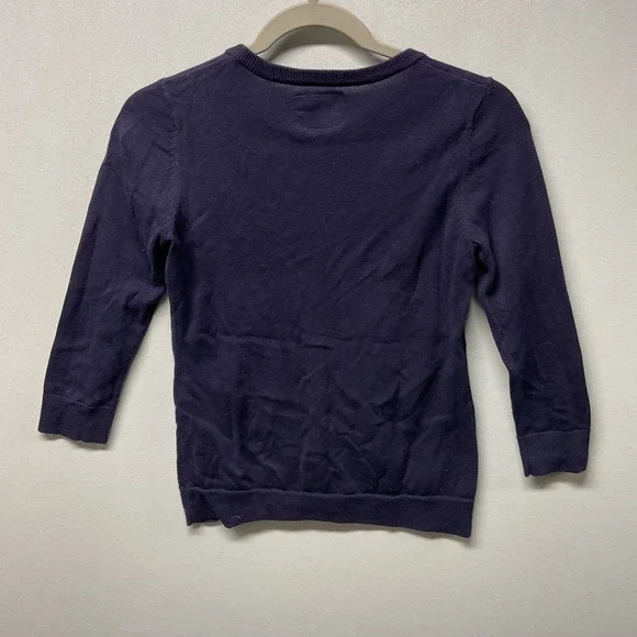 Tabitha Anthropologie Embroidered Floral Cardigan‎ Navy Blue Sweater Women Small - Picture 3 of 5